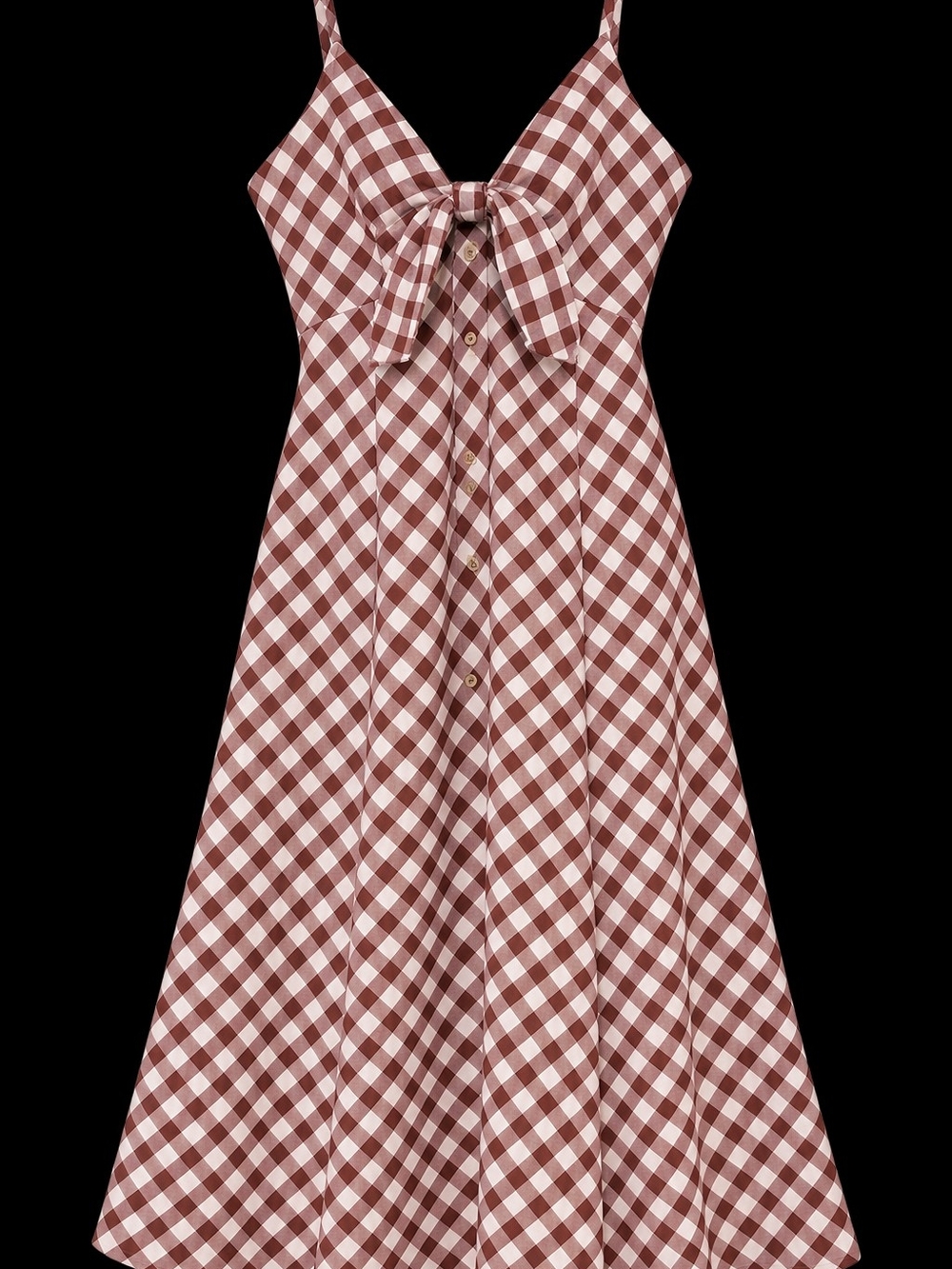 a new day Brown and White Gingham Tie-Front Sundress